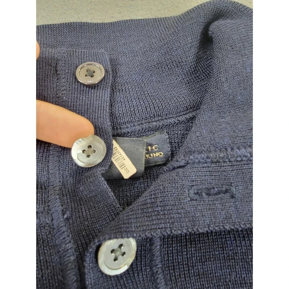 Banana Republic Sweater Mens Large‎ Blue Merino Wool Elbow Patch Pullover Knit